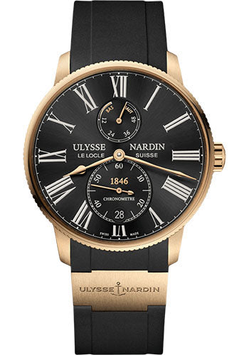 Ulysse Nardin Marine Torpilleur 42mm - Rose Gold Case - Black Dial - Rubber Strap