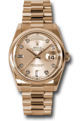 Rolex Day-Date 118205 Pink Gold 36 Domed Bezel - Pink Champagne Diamond Dial - President Bracelet - chdp Main image