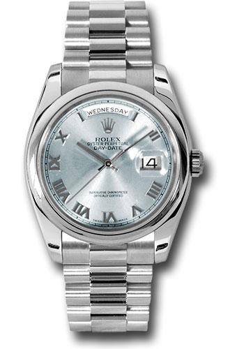 Rolex Day-Date 118206 Platinum 36 Domed Bezel - Glacier Blue Roman Dial - President Bracelet - glarp Main image