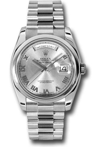 Rolex Day-Date 118206 Platinum 36 Domed Bezel - Rhodium Roman Dial - President Bracelet - grp Main image