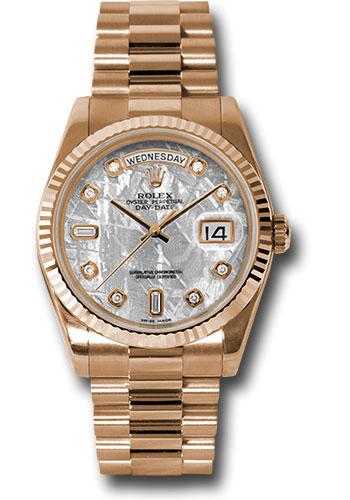 Rolex Day-Date 118235 Pink Gold 36 Fluted Bezel - Meteorite Diamond Dial - President Bracelet - mtdp Main image