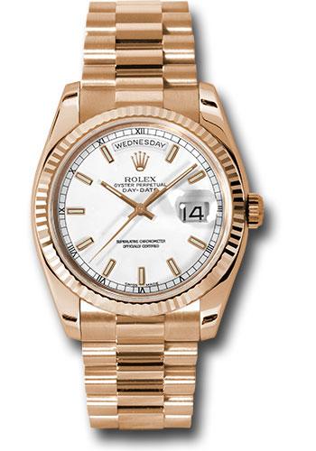 Rolex Day-Date 118235 Pink Gold 36 Fluted Bezel - White Index Dial - President Bracelet - wsp Main image