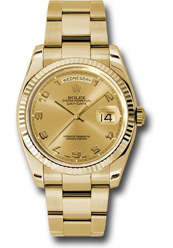 Rolex Day-Date 118238 Yellow Gold 36 Fluted Bezel - Champagne Arabic Dial - Oyster Bracelet - chao Main image