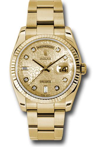 Rolex Day-Date 118238 Yellow Gold 36 Fluted Bezel - Champagne Jubilee Diamond Dial - Oyster Bracelet - chjdo Main image