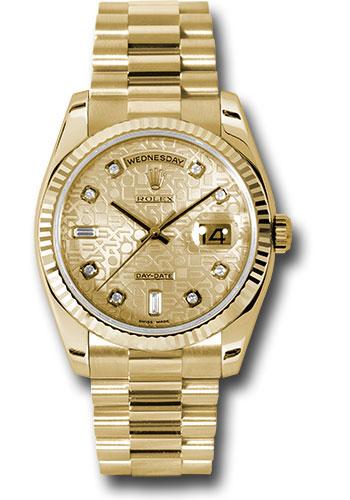 Rolex Day-Date 118238 Yellow Gold 36 Fluted Bezel - Champagne Jubilee Diamond Dial - President Bracelet - chjdp Main image