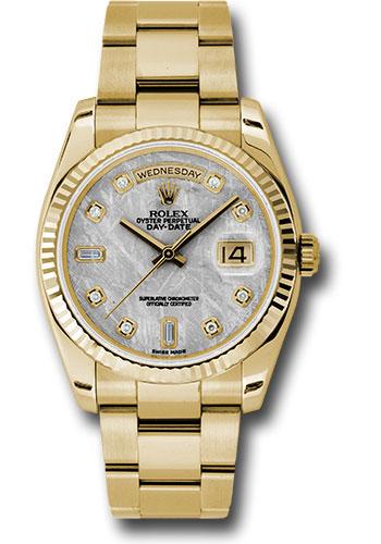 Rolex Day-Date 118238 Yellow Gold 36 Fluted Bezel - Meteorite Diamond Dial - Oyster Bracelet - mtdo Main image