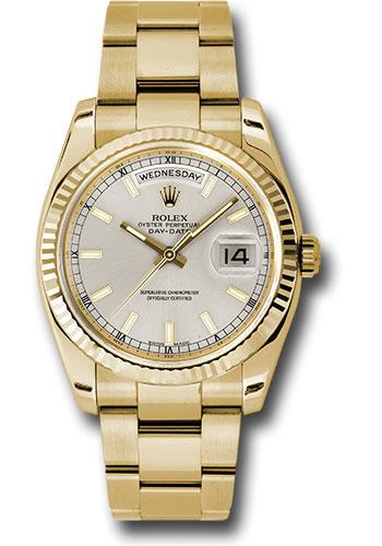 Rolex Day-Date 118238 Yellow Gold 36 Fluted Bezel - Silver Index Dial - Oyster Bracelet - sio Main image