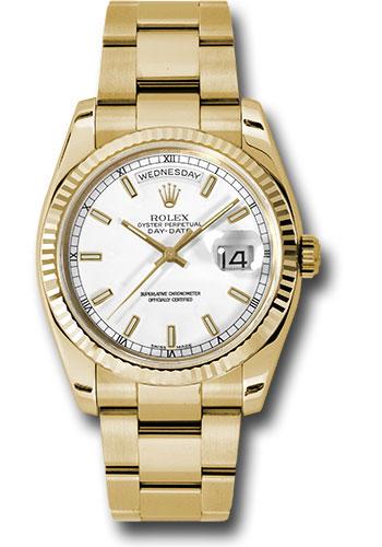 Rolex Day-Date 118238 Yellow Gold 36 Fluted Bezel - White Index Dial - Oyster Bracelet - wso Main image