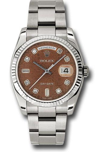 Rolex Day-Date 118239 White Gold 36 Fluted Bezel - Havana Brown Jubilee Diamond Dial - Oyster Bracelet - hbjdo Main image