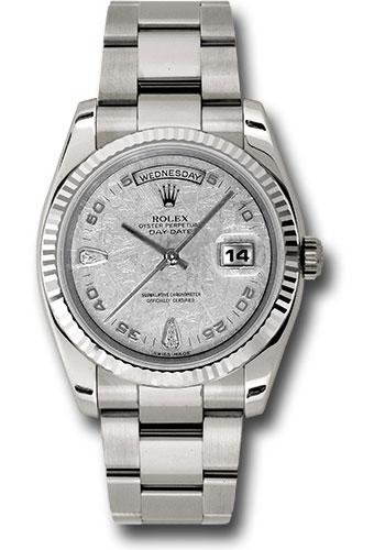 Rolex Day-Date 118239 White Gold 36 Fluted Bezel - Meteorite Diamond Dial - Oyster Bracelet - mtado