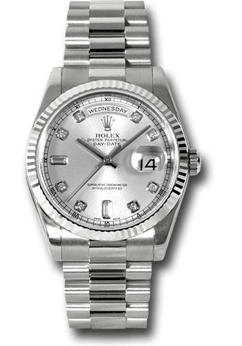 Rolex Day-Date 118239 White Gold 36 Fluted Bezel - Silver Diamond Dial - President Bracelet - sdp Main image