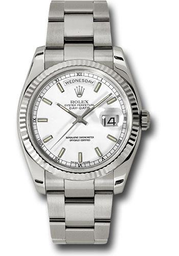 Rolex Day-Date 118239 White Gold 36 Fluted Bezel - White Index Dial - Oyster Bracelet - wso Main image