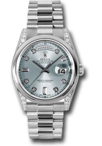 Rolex Day-Date 118296 Platinum 36 Domed Bezel - Glacier Blue Diamond Dial - President Bracelet - gladp Main image
