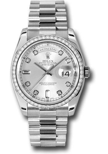 Rolex Day-Date 118346 Platinum 36 Bezel - Silver Diamond Dial - President Bracelet - sdp Main image