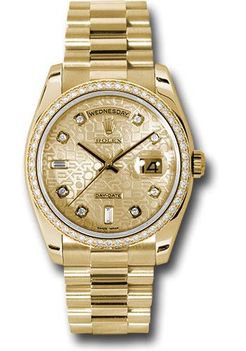 Rolex Day-Date 118348 Yellow Gold 36 Bezel - Champagne Jubilee Diamond Dial - President Bracelet - chjdp Main image