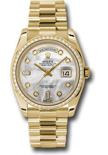 Rolex Day-Date 118348 Yellow Gold 36 Bezel - Mother-Of-Pearl Diamond Dial - President Bracelet - mdp