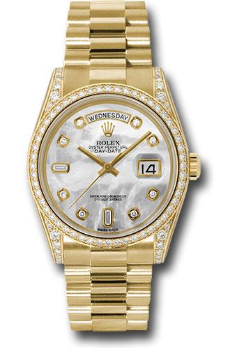 Rolex Day-Date 118388 Yellow Gold 36 Bezel - White Mother-Of-Pearl Diamond Dial - President Bracelet - mdp