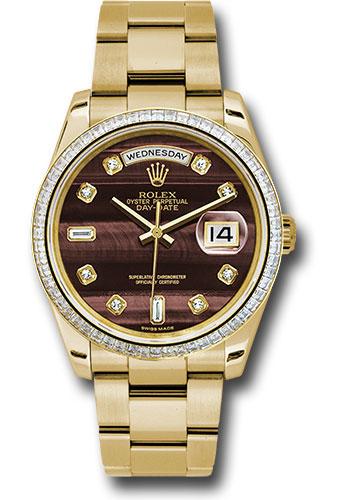 Rolex Day-Date 118398 Yellow Gold 36 Bezel - Bulls Eye Diamond Dial - Oyster Bracelet - bedo
