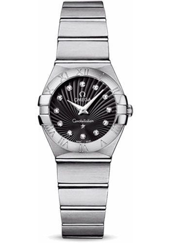 Omega Constellation 123.10.24.60.51.001 Ladies Quartz 24mm Brushed Steel Case - Black Diamond Dial