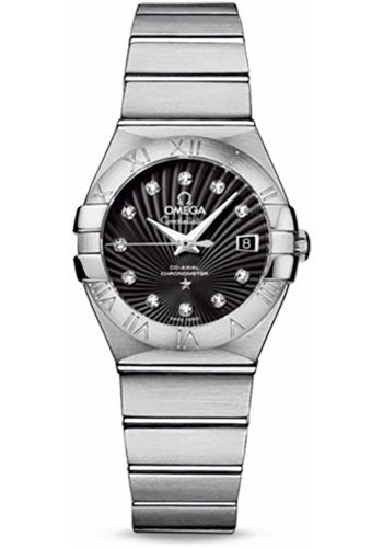 Omega Constellation 123.10.27.20.51.001 Ladies Chronometer 27mm Brushed Steel Case - Black Supernova Diamond Dial Main image