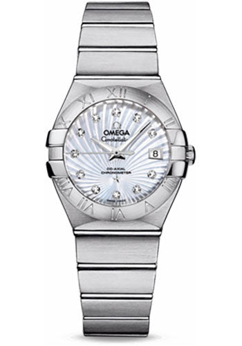Omega Constellation 123.10.27.20.55.001 Ladies Chronometer 27mm Brushed Steel Case - Mother-Of-Pearl Supernova Diamond Dial