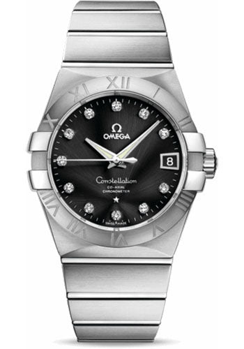 Omega Constellation 123.10.38.21.51.001 Gents Chronometer 38mm Brushed Steel Case - Black Diamond Dial
