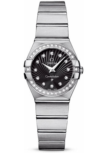 Omega Constellation 123.15.24.60.51.001 Ladies Quartz 24mm Brushed Steel Case - Diamond Bezel - Black Diamond Dial Main image