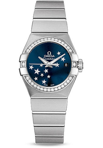 Omega Constellation 123.15.27.20.03.001 Co-Axial Star ORBIS Collection 27mm Brushed Steel Case - Diamond Bezel - Blue Dial