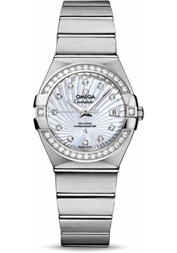 Omega Constellation 123.15.27.20.55.001 Ladies Chronometer 27mm Brushed Steel Case - Diamond Bezel - Mother-Of-Pearl Supernova Diamond Dial