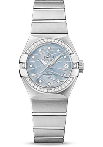 Omega Constellation 123.15.27.20.57.001 Co-Axial 27mm Steel Case - Diamond-Set Steel Bezel - Blue Mother-Of-Pearl Dial