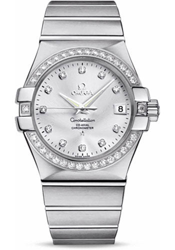 Omega Constellation 123.15.35.20.52.001 Gents Chronometer 35mm Brushed Steel Case - Diamond Bezel - Silver Diamond Dial Main image