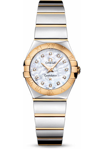 Omega Constellation 123.20.24.60.55.004 Ladies Polished Quartz 24mm Polished Steel And Yellow Gold Case - Mother-Of-Pearl Diamond Dial - Steel And Yellow Gold Bracelet