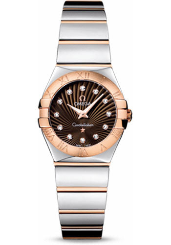 Omega Constellation 123.20.24.60.63.002 Ladies Polished Quartz 24mm Polished Steel And Red Gold Case - Brown Diamond Dial - Steel And Red Gold Bracelet