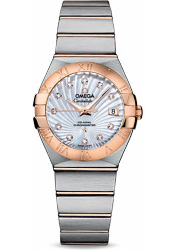 Omega Constellation 123.20.27.20.55.001 Ladies Chronometer 27mm Brushed Steel And Red Gold Case - Mother-Of-Pearl Supernova Diamond Dial