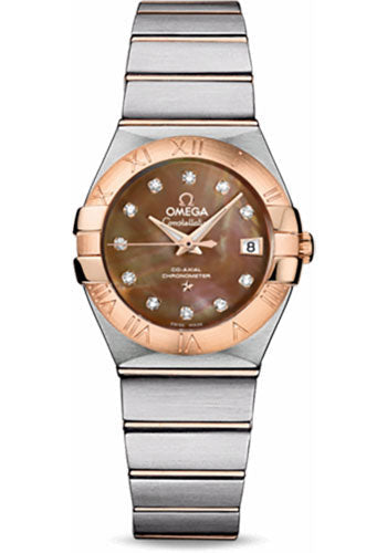 Omega Constellation 123.20.27.20.57.001 Ladies Chronometer 27mm Brushed Steel And Red Gold Case - Mother-Of-Pearl Diamond Dial