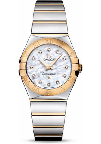 Omega Constellation 123.20.27.60.55.004 Ladies Polished Quartz 27mm Polished Steel And Yellow Gold Case - Mother-Of-Pearl Diamond Dial - Steel And Yellow Gold Bracelet