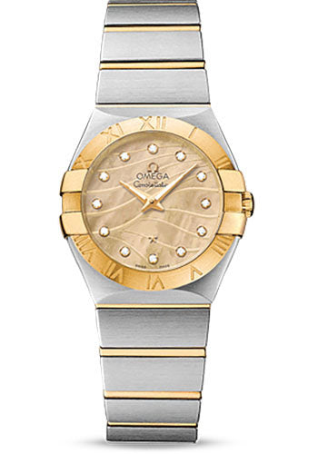 Omega Constellation 123.20.27.60.57.001 Quartz 27mm 27.0mm Steel And Yellow Gold Case - 18K Yellow Gold Bezel - Champagne Mother-Of-Pearl Diamond Dial - Steel Bracelet