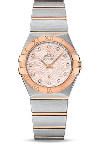 Omega Constellation 123.20.27.60.57.004 Quartz 27mm Steel Case - 18K Red Gold Bezel - Pink Mother-Of-Pearl Diamond Dial