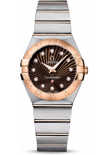 Omega Constellation 123.20.27.60.63.001 Ladies Quartz 27mm Brushed Steel And Red Gold Case - Brown Diamond Dial