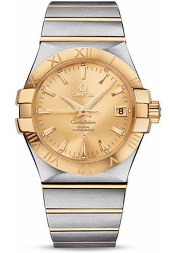 Omega Constellation 123.20.35.20.08.001 Gents Chronometer 35mm Brushed Steel And Yellow Gold Case - Champagne Dial