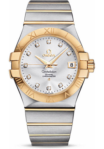 Omega Constellation 123.20.35.20.52.002 Gents Chronometer 35mm Brushed Steel And Yellow Gold Case - Silver Diamond Dial