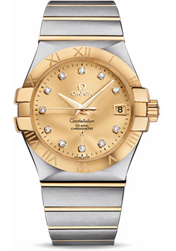 Omega Constellation 123.20.35.20.58.001 Gents Chronometer 35mm Brushed Steel And Yellow Gold Case - Champagne Diamond Dial