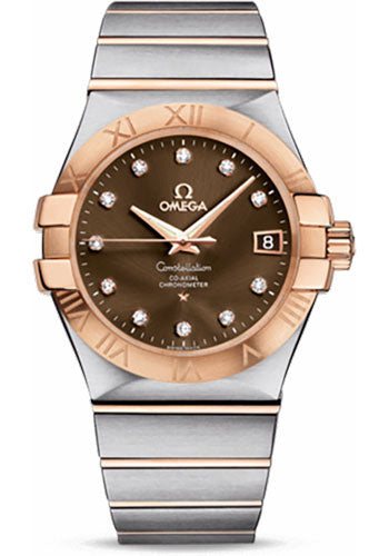 Omega Constellation 123.20.35.20.63.001 Gents Chronometer 35mm Brushed Steel And Red Gold Case - Brown Diamond Dial