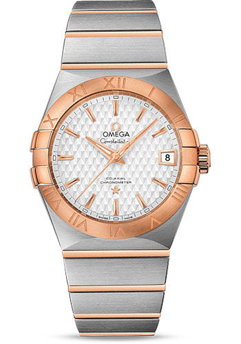 Omega Constellation 123.20.38.21.02.008 Co-Axial 38mm Steel Case - Red Gold Bezel - Silver Dial - Red Gold Bracelet
