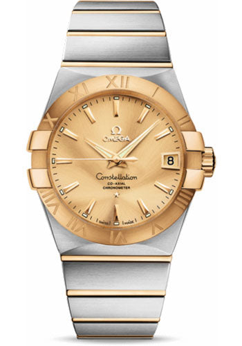 Omega Constellation 123.20.38.21.08.001 Gents Chronometer 38mm Brushed Steel And Yellow Gold Case - Champagne Dial
