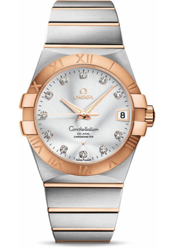 Omega Constellation 123.20.38.21.52.001 Gents Chronometer 38mm Brushed Steel And Red Gold Case - Silver Diamond Dial Main image