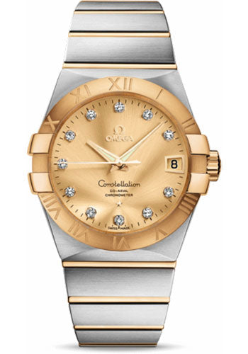 Omega Constellation 123.20.38.21.58.001 Gents Chronometer 38mm Brushed Steel And Yellow Gold Case - Champagne Diamond Dial