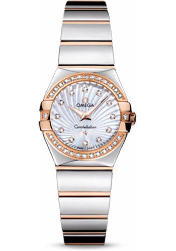 Omega Constellation 123.25.24.60.55.006 Ladies Polished Quartz 24mm Polished Steel And Red Gold Case - Diamond Bezel - Mother-Of-Pearl Diamond Dial - Steel And Red Gold Bracelet