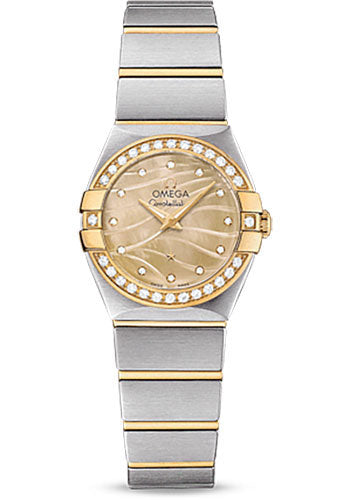 Omega Constellation 123.25.24.60.57.001 Quartz 24mm Steel And Yellow Gold Case - Diamond-Set Yellow Gold Bezel - Champagne Mother-Of-Pearl Diamond Dial - Steel Bracelet