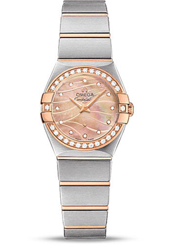 Omega Constellation 123.25.24.60.57.002 Quartz 24mm Red Gold Case - Diamond-Set Red Gold Bezel - Red Gold Mother-Of-Pearl Diamond Dial - Steel Bracelet